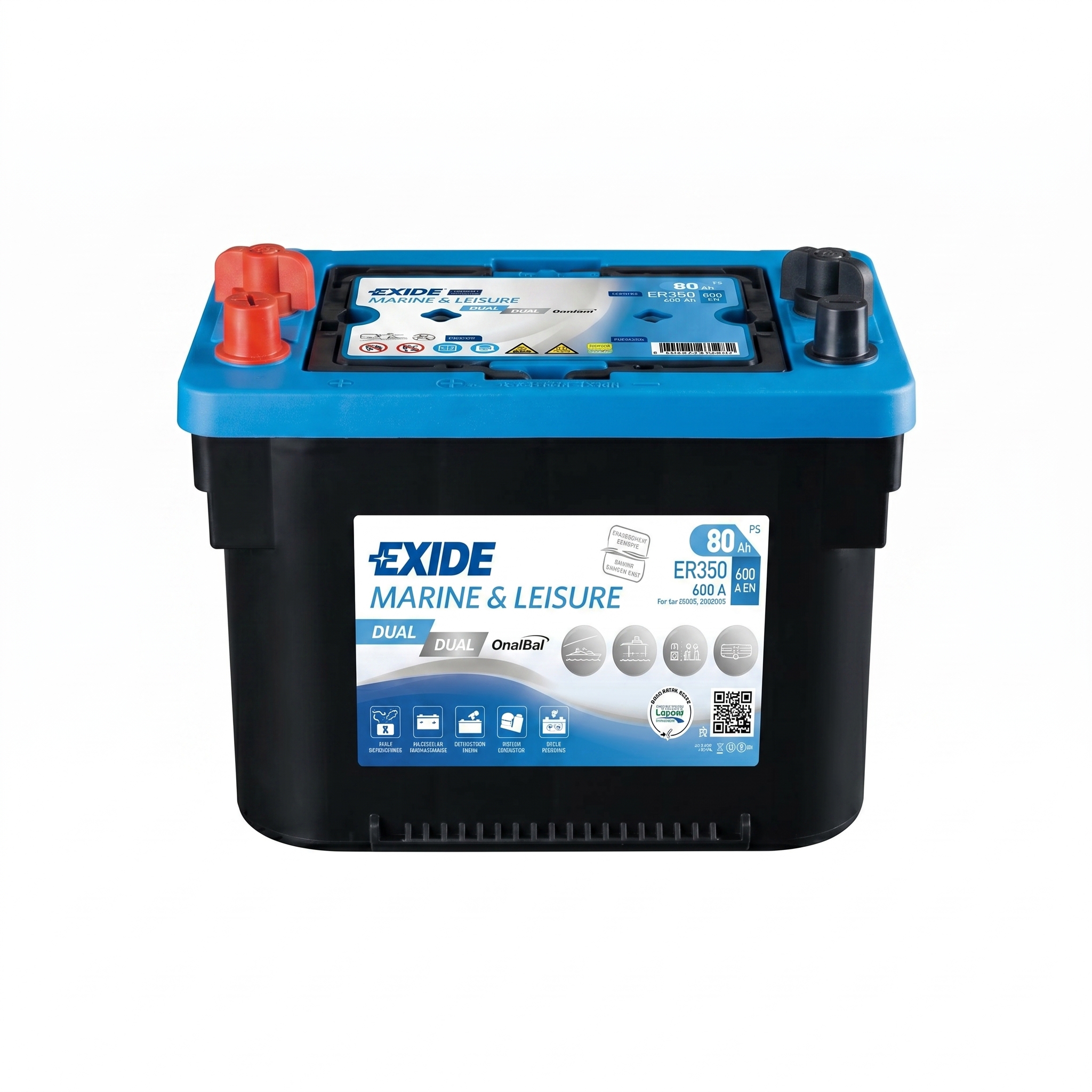 Batterie Marine EXIDE Marine & Leisure ER350 Dual 80Ah 600A 12V | Maison de Batterie Maroc